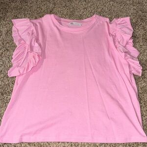 ZARA pink ruffled top
